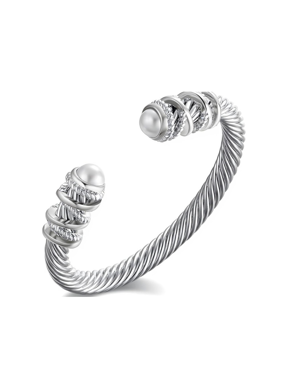 Anthropologie Silver-Tone Twisted Cable Open Cuff Bracelet